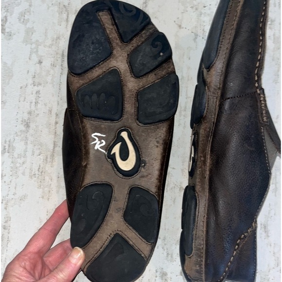 Olukai Mens Moloa Nubuck Leather Slip On Gel Insert Rubber Soles Shoes Size 13 - Picture 15 of 16